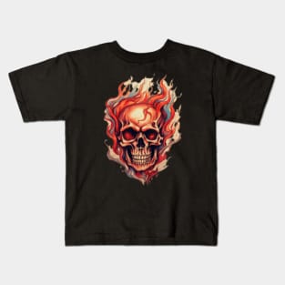 skull and fire, skeleton, gift present ideas Kids T-Shirt